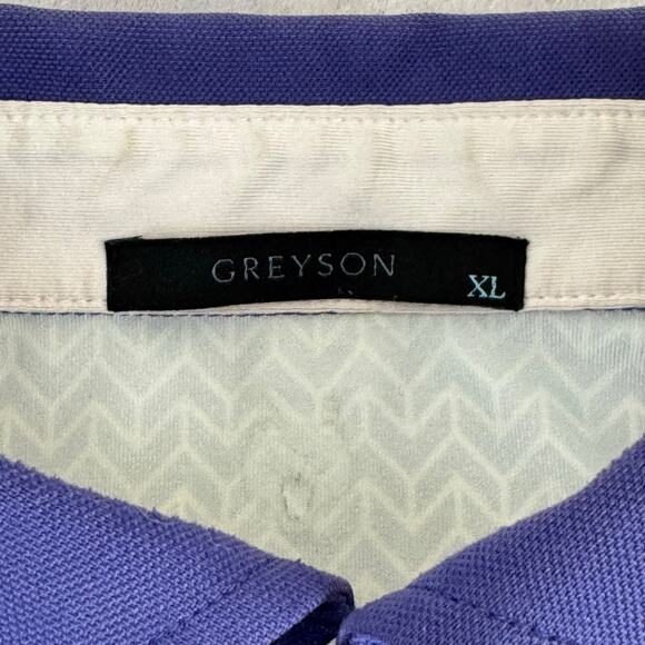 Greyson Golf Polo Shirt Men’s XL Performance Purple White Stripe READ - Picture 4 of 12